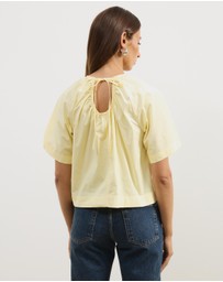 Atmos&Here - Tirsa Cotton Gathered Short Sleeve Top