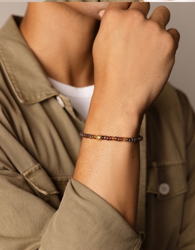 Nialaya Jewellery - Wristband With Amber Japanese Miyuki Beads