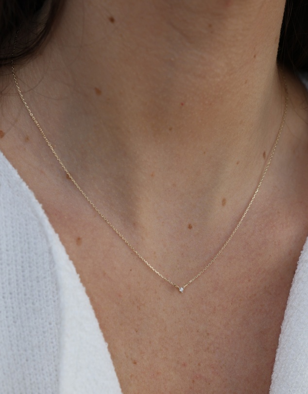 Luna Rae - Solid Gold - Petite Diamond Necklace Single