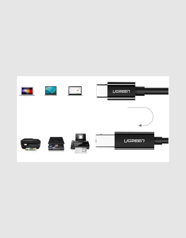 Ugreen - UGreen USB-C to USB-B Printer Cable 2m 480Mbps Black