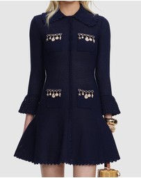 Self Portrait - Shell Embellished Knit Mini Dress
