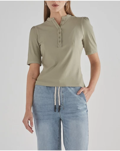 DRICOPER DENIM - Misha Sage Green Rib Top