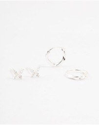 Lovisa - Sterling Silver Butterfly & Hoop Stud Earrings 2-Pack