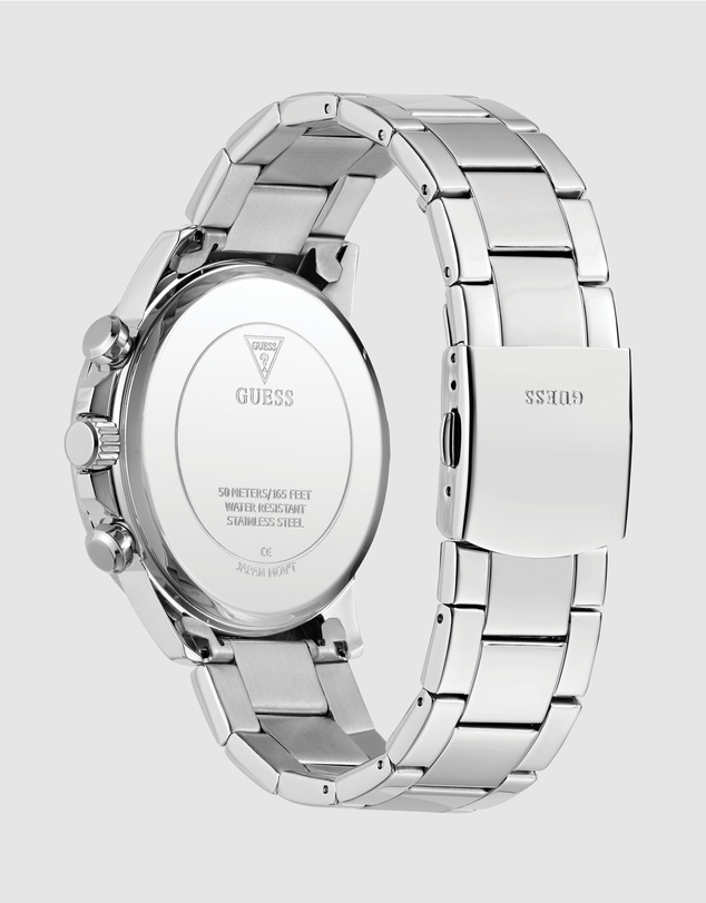 GUESS - Guess Men's Silver Tone 44mm Multi-function Watch