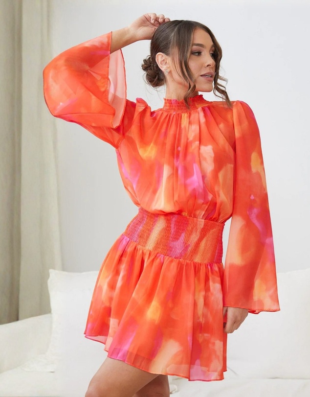 Esther & Co - Daenerys Dress - Orange Print