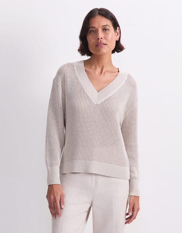 Sportscraft - Cotton Crochet V Neck Knit