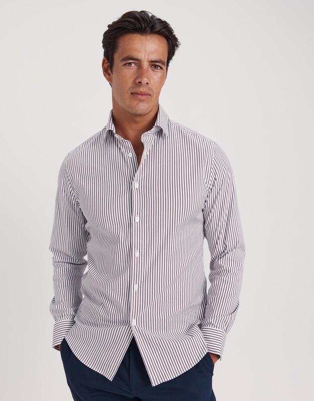 SABA - Calvin Long Sleeve Slim Stripe Shirt
