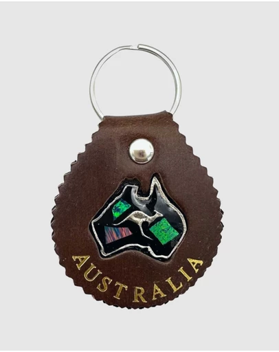 Jacaru - Jacaru 6403 Leather Keyring Round With Opal -