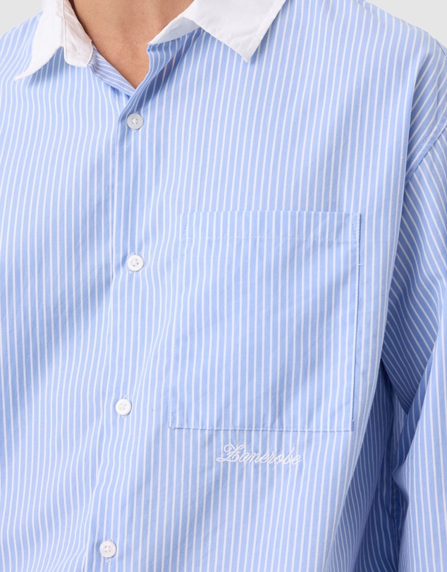 Zanerobe - Bankers Box Crop LS Shirt Blue Stripe