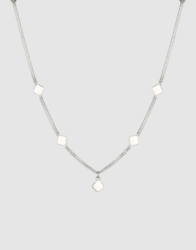 Kuzzoi - ICONIC EXCLUSIVE - Cloverleaf Curb Chain Necklace in 925 Silver