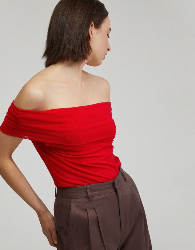 Oxford - Nia Mesh Off-Shoulder Top