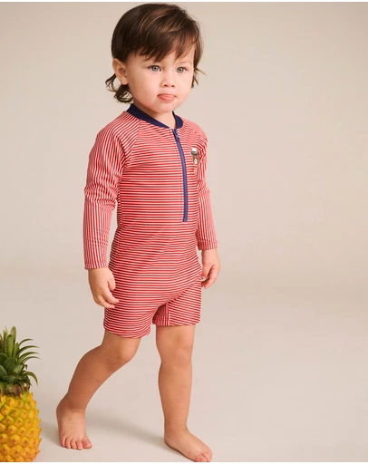 Huxbaby - Red Stripe Hux Rashsuit - Babies-Kids