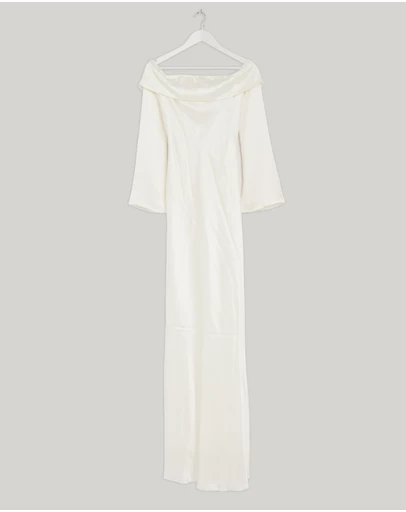 Revibe - Repaired MISHA Bianca Off Shoulder Long Sleeve Gown - AU 8