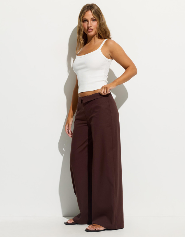 Dazie - Emmet Foldover Waistband Linen Blend Pants