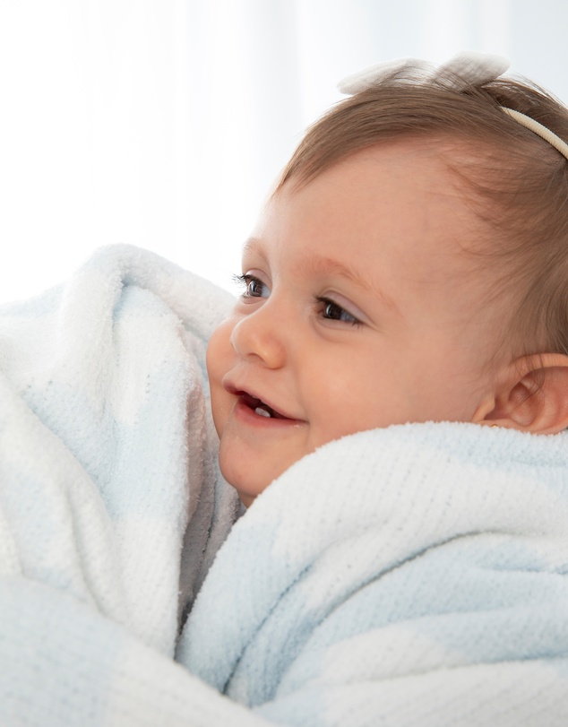 Living Textiles - Chenille Blanket - Blue Clouds