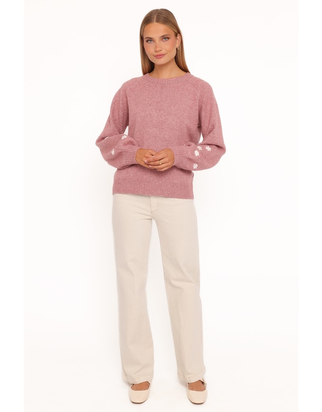 Petal & Pup - Fleming Flower Applique Sweater - Rose