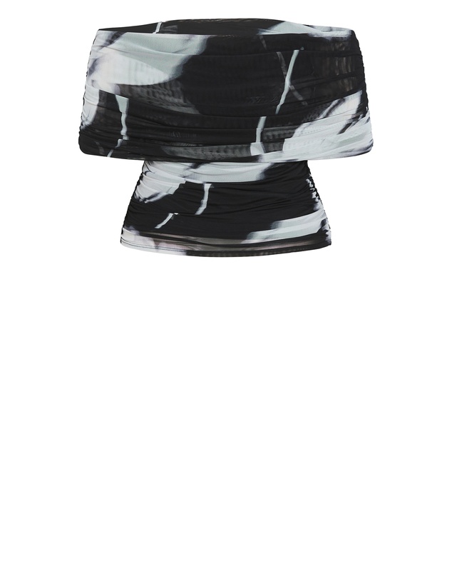 City Chic - Plus Size Dana Blur Print Mesh Top - black
