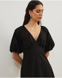 Atmos&Here - Kelly Linen Blend Puff Sleeve Mini Dress