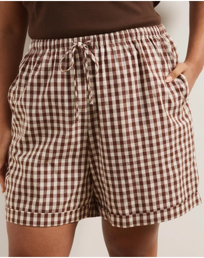 Atmos&Here Curvy - Elodie Gingham Elasticated Waistband Shorts