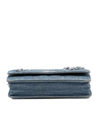 Pre-Loved by Azura Reborn - Pre-Loved Quilted Denim Camellia Wallet On Chain Denim
