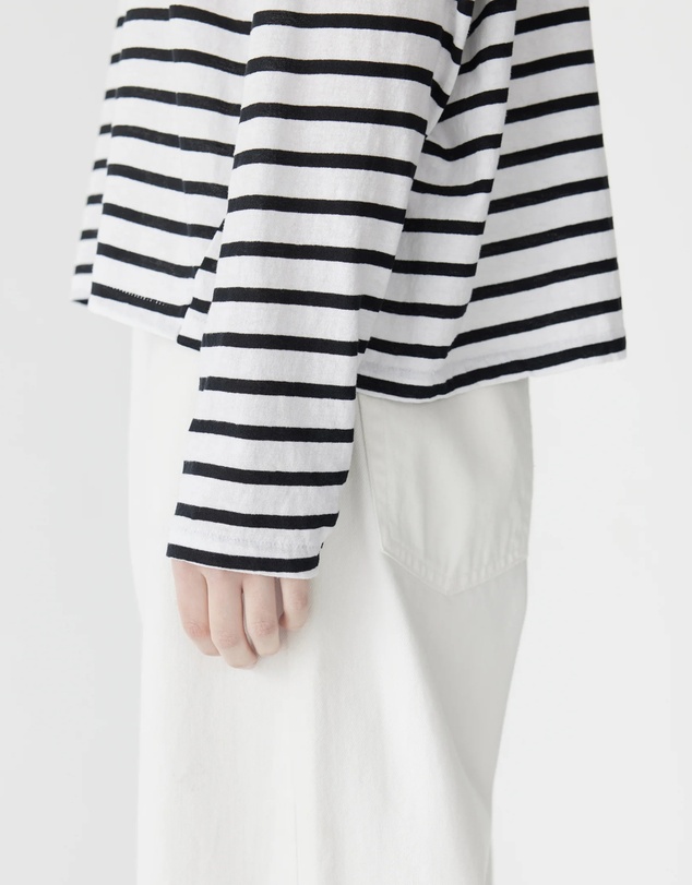 Bassike - Stripe Slouch Long Sleeve T-Shirt