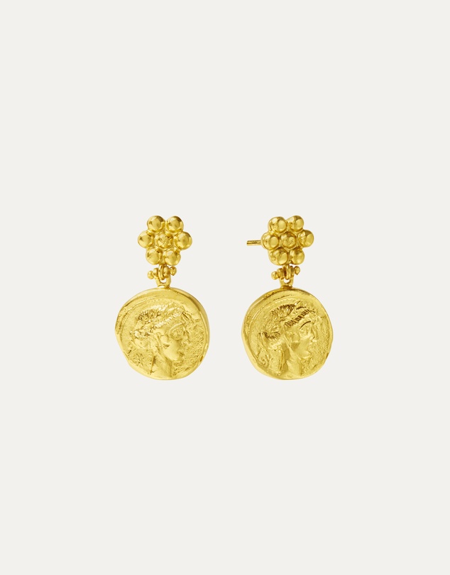 Ottoman Hands - Goddess Demeter Coin Stud Earrings