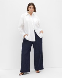 City Chic - Plus size Alissa Side Stripe Denim Pant - dark wash