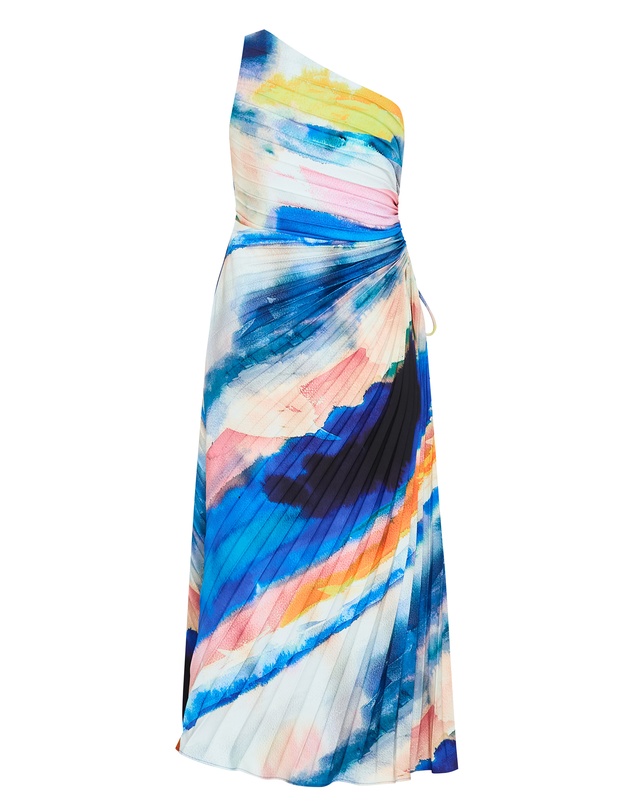 City Chic - Aliza Facet Print Pleat Maxi Dress