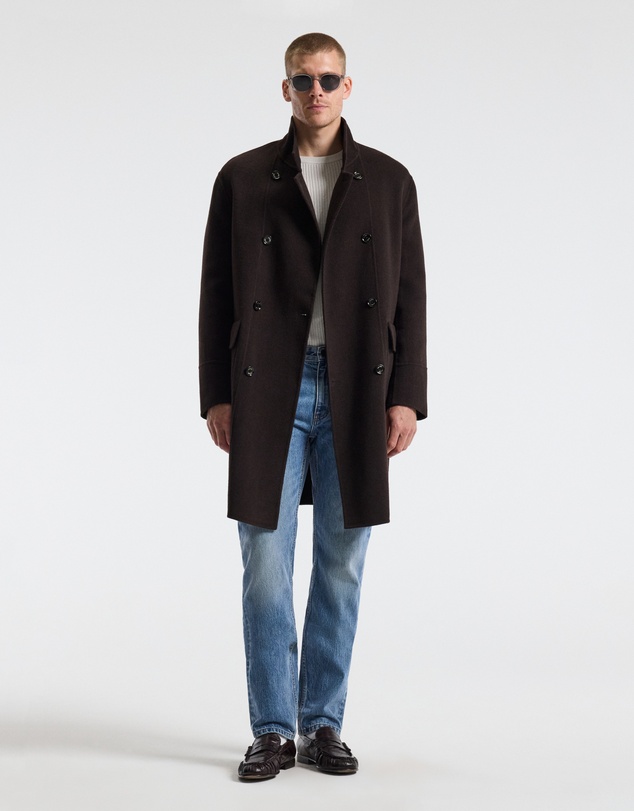 Calibre - Double Breasted Wool Cashmere Coat Chocolate