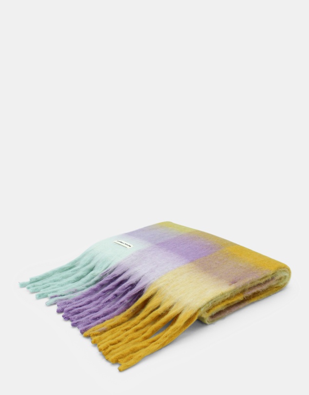 Morgan & Taylor - Emma Chunky Check Scarf Purple & Citrus Orange