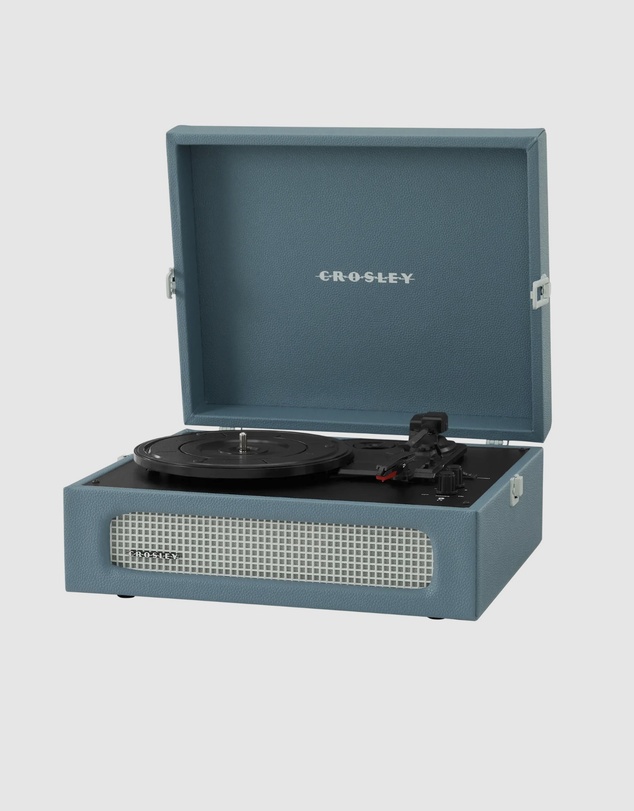 Crosley - Crosley Voyager Bluetooth Portable Turntable + Gadhouse Vinyl Rack Bundle - Washed Blue