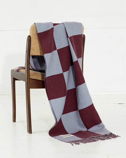 Morgan & Taylor - Checkmate Soft Touch Throw Blanket in Blue & Chocolate Brown Check