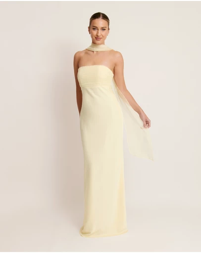 Six Stories - Chiffon Bandeau Satin Maxi Dress