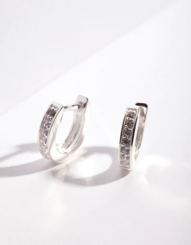 Lovisa - Sterling Silver Cubic Zirconia Huggie Earrings
