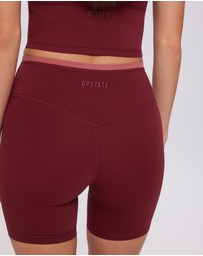 Upstate - Air Sculpt Contrast 6inch Bike Short - Warm Cherry