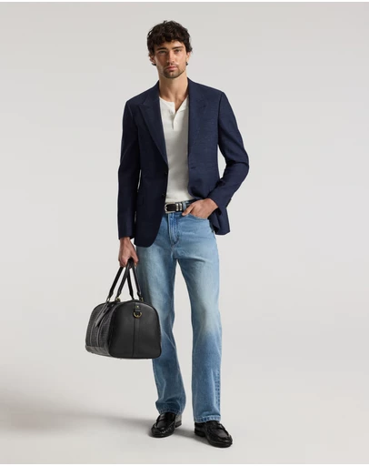 Calibre - Tailored Wool Herringbone Blazer Denim Blue