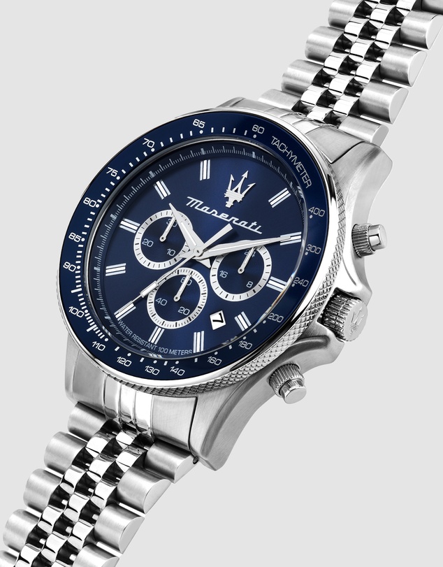 Maserati - Maserati Sfida Sport 44mm Chrono Blue Dial Stainless Steel Strap  Watch