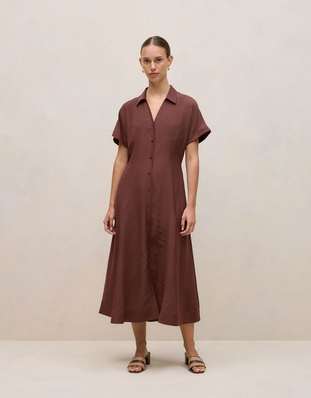 Trenery - Soft Seam Detail Shirt Dress in Espresso