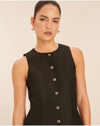 AERE - Linen Button Down Midi Dress