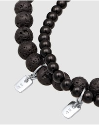 Kuzzoi - ICONIC EXCLUSIVE - Bracelet Men Bead Set Black with Lava and Onyx in 925 Sterling Silver