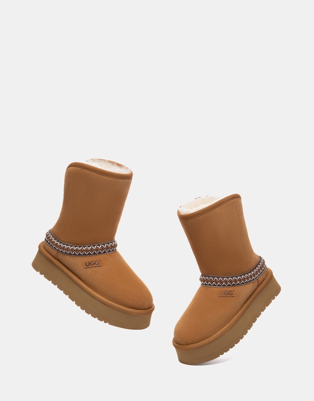 EVERAU - Australian Shepherd Ugg Short Fayle Platform Cow Suede Upper UGG Boots