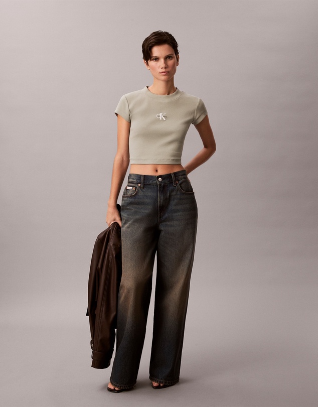 Calvin Klein Jeans - Monogram Logo Ribbed Baby Tee