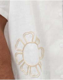 AERE - Embroidery Detail Linen Shirt