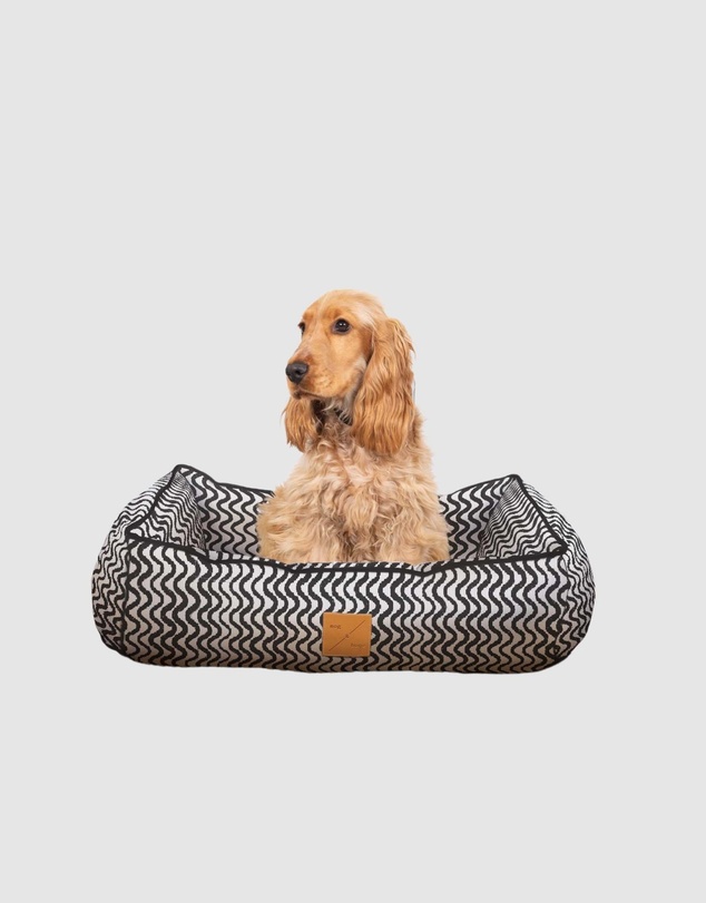 Mog & Bone - Bolster Dog Bed - Black Wave