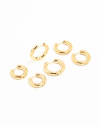 Lovisa - Waterproof Gold Plated Stainless Steel Thick Earrings 3-Pack