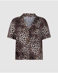 Hunkemoller - Short Sleeve Satin Leopard Sleep Shirt