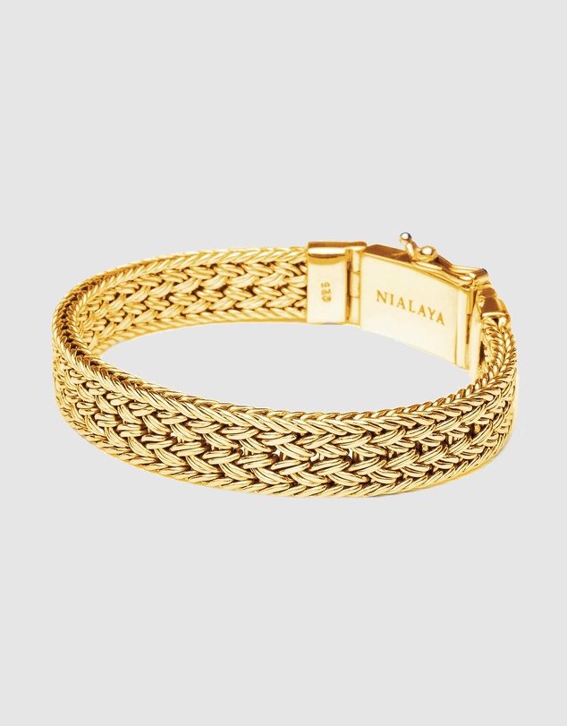 Nialaya Jewellery - Men's Gold Braided Chain Bracelet