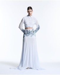 Muma World - Blue Vine Embroidered Top