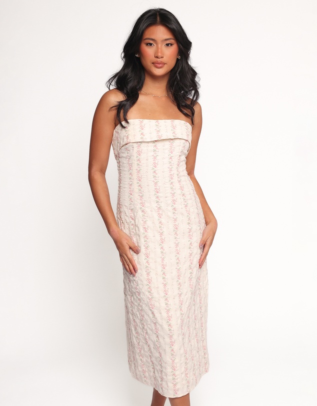 Petal & Pup - Norma Strapless Midi Dress - Pink Floral
