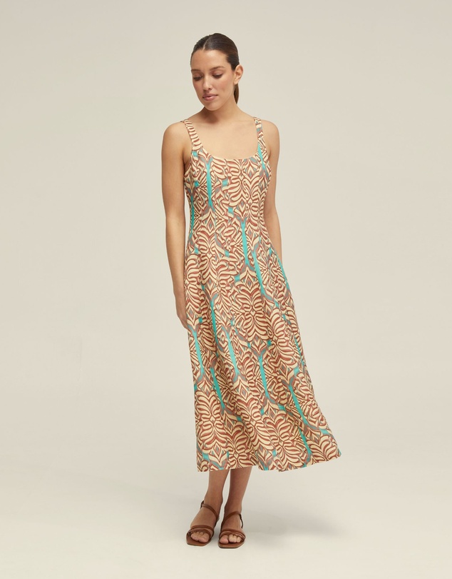 Oxford - Elodie Linen Blend Printed Dress